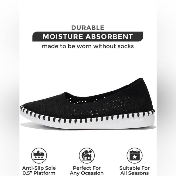 New In Box Project Cloud Petunia Black Flat Pull On Sneakers Size 6 EU 37 - Picture 8 of 10